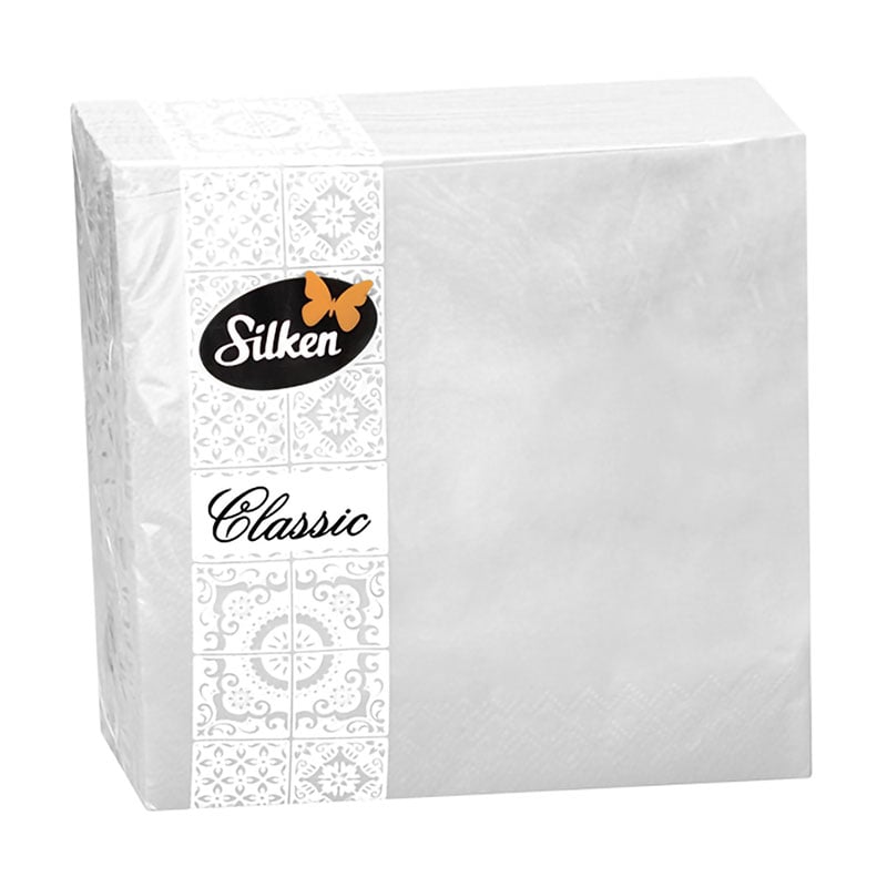 Паперові серветки Silken Білі, 3-шарові, 33*33 см, 20 шт